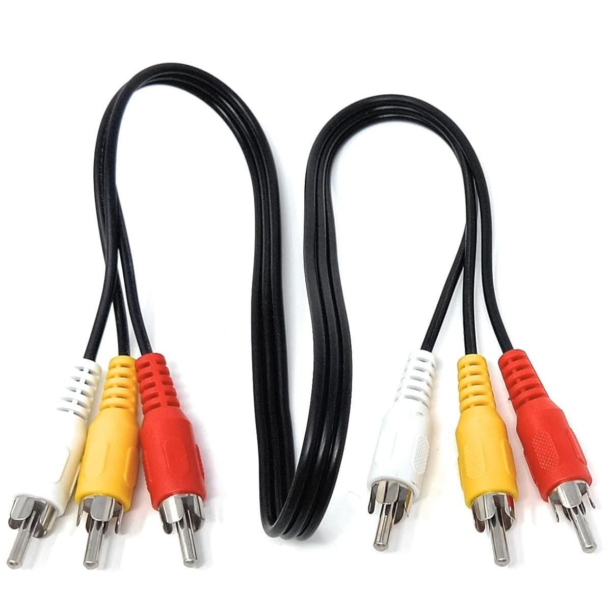 RCA Audio/Video Cable 1.5 And 2.5 Meter– 3 RCA Male to 3 RCA Male Composite Video & Stereo Audio Cord for TV, DVD, CD Player, Gaming Consoles – Black