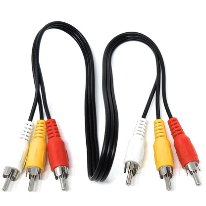 RCA Audio/Video Cable 1.5 And 2.5 Meter– 3 RCA Male to 3 RCA Male Composite Video & Stereo Audio Cord for TV, DVD, CD Player, Gaming Consoles – Black