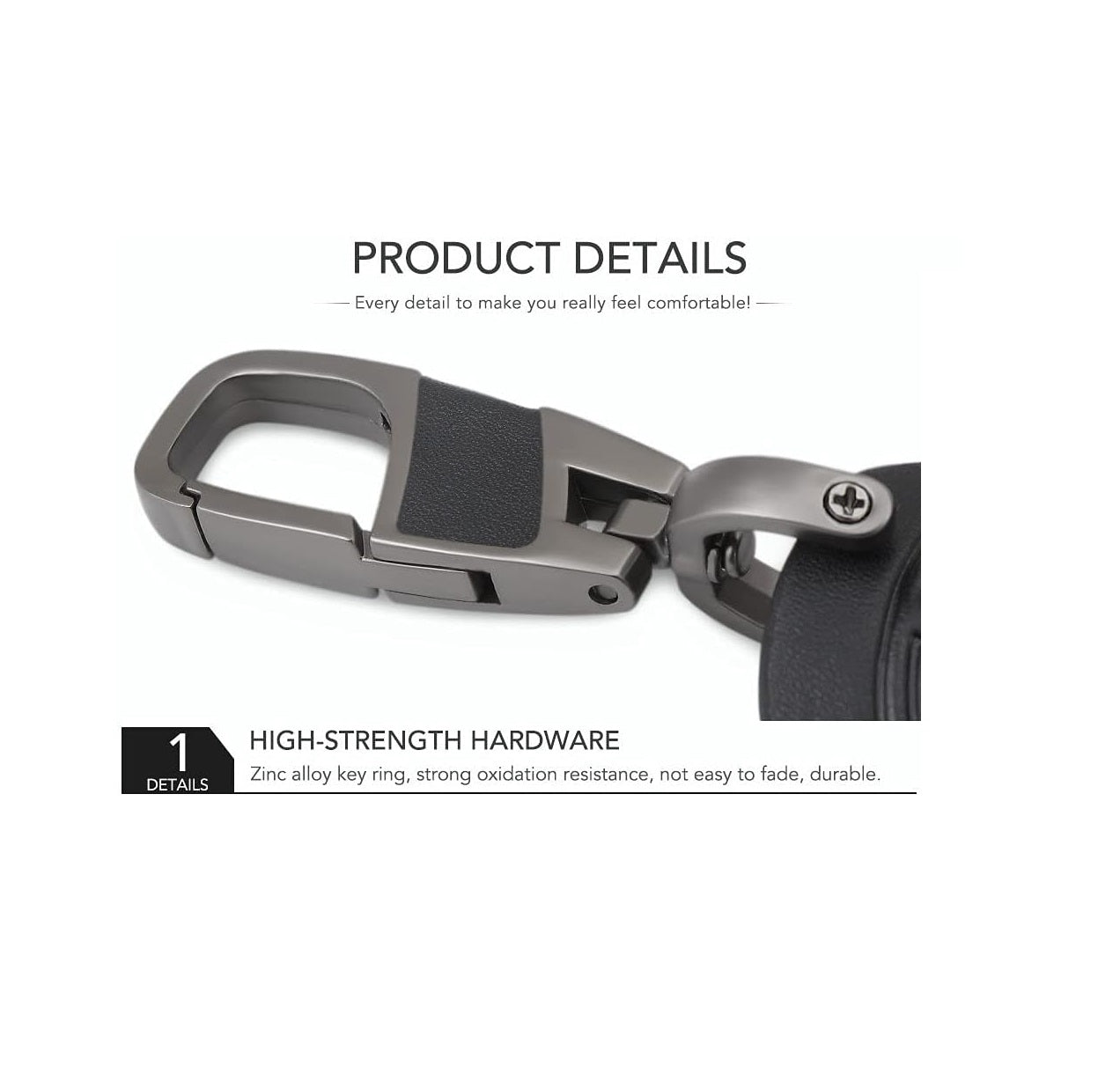 (1 Pc) Premium Metal D Shape Keyring – Durable Car, Motorcycle & Office Key Holder Ring, Heavy Duty Keychain