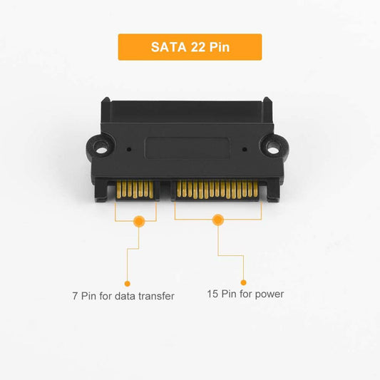 CableCreation SATA 22 Pin Male to SATA 22 Pin Female Adapter, SATA 22 Pin (7+15) Male to Female Adapter for 2.5” HDD, Black (CD0237)