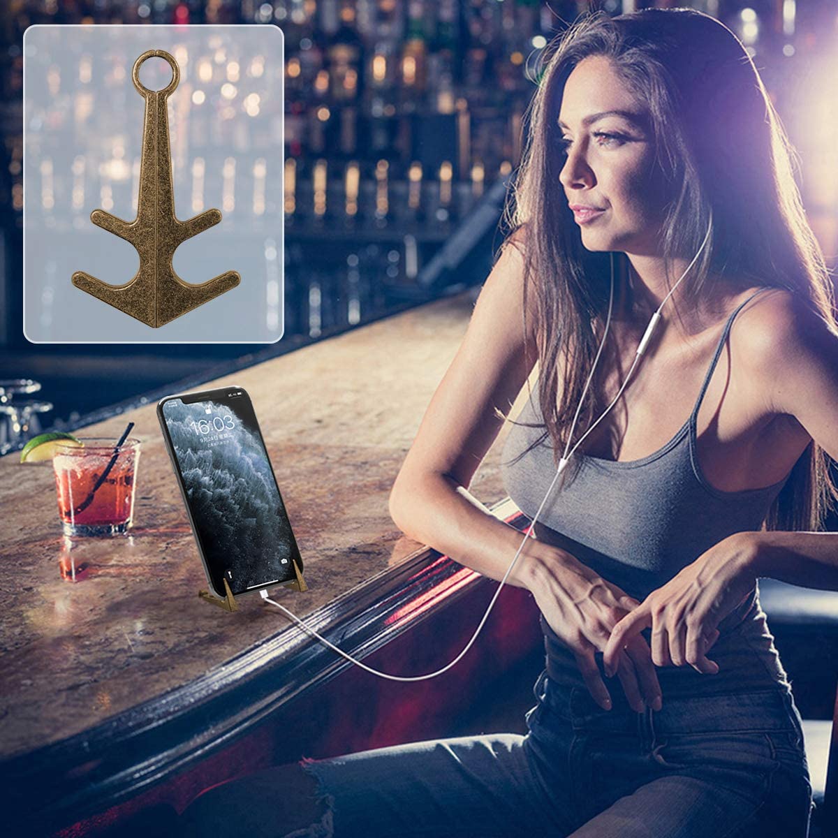 Anchor Support，Universal Table Phone Holder, Aluminum Alloy Material for all mobiles , Desktop Stand, Support Magnet Anchor, Cellphone Holder Mount, 1Pair, Copper