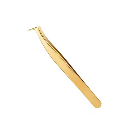 1 Pcs Golden Eyelash Extension Tweezers Stainless Steel 3D Precise Clip Fake Eyelash Tweezers Eyelash Extension Supplies Suit Nail Art Makeup Tools Individual Curved Strip Lashes Eyebrow Hair Clip chemti Fine tip Tongs