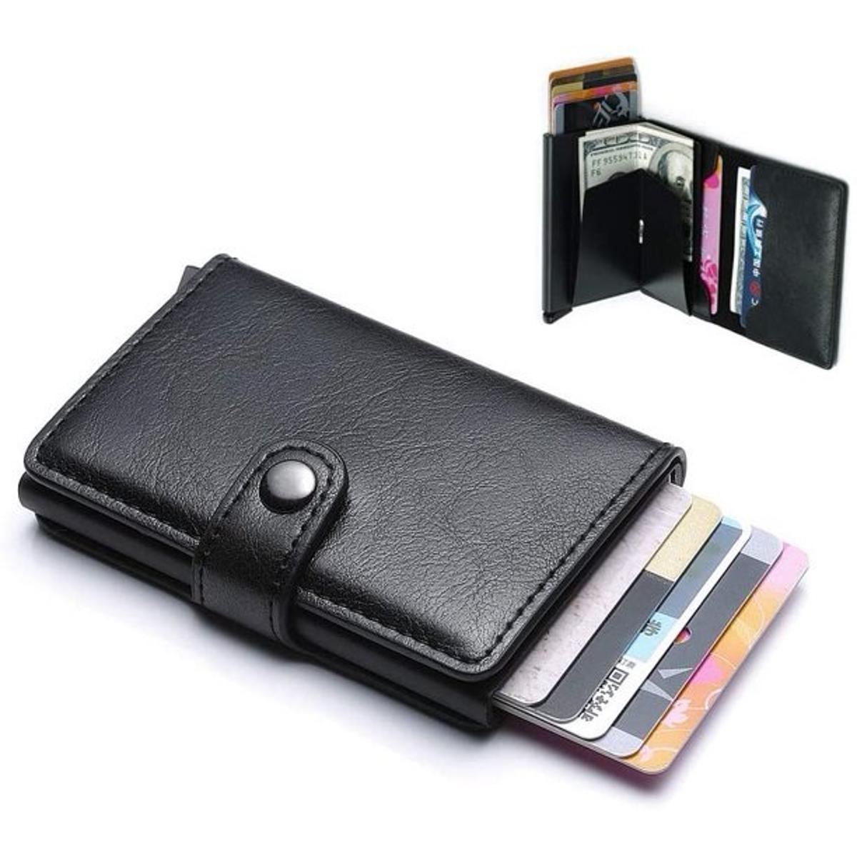 Rf Blocking Protection Men idCard Holder Wallet Leather Metal Aluminum Business Card Case CreditCard Cardholder