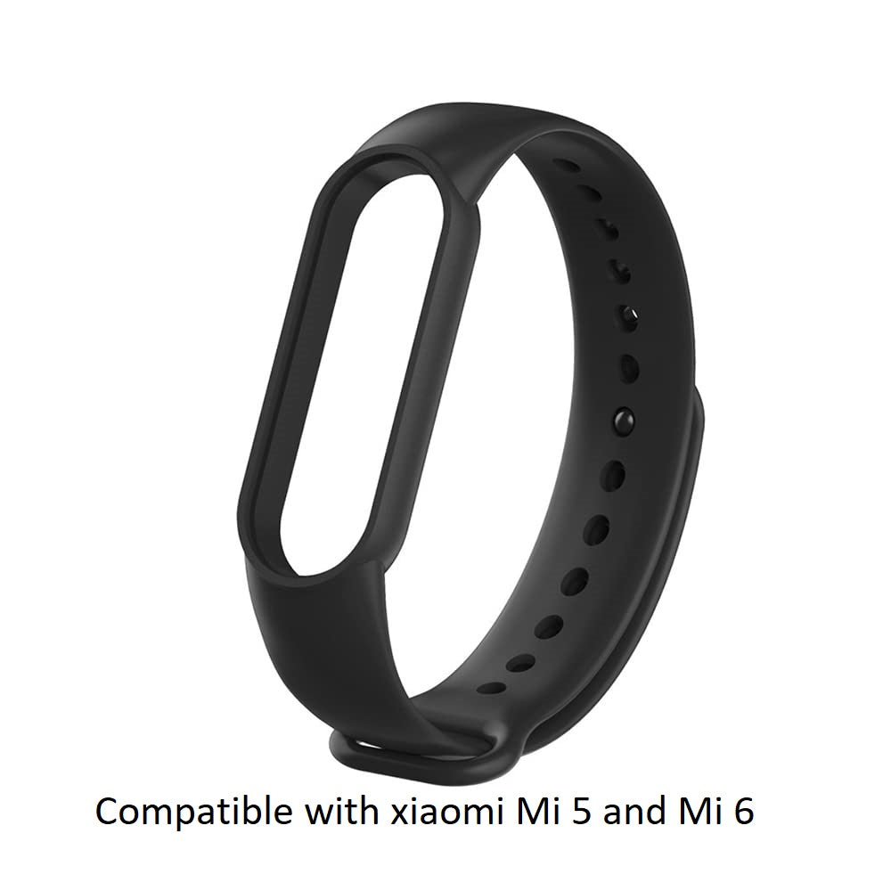 Hi Quality Mi 5 / Mi 6 Silicone Adjustable Band Strap Compatible with Mi Band 5 Strap & Mi Band 6 Strap Smart Band Replacement- Black