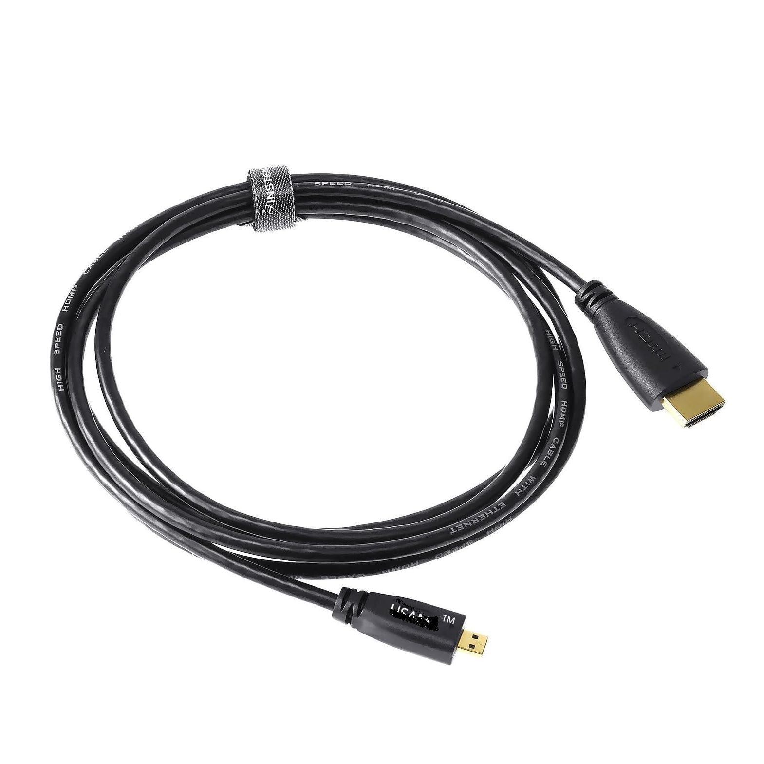 Micro HDMI to HDMI Cable 2 Meter High-Speed 4K 60Hz | Gold Plated Connector Supports 3D HD Video Cable for TV, Camera, Tablet