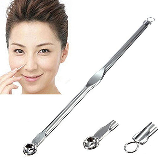 2 Pcs Silver Blackhead Comedone Cleaner Clean Remover Acne Blemish Pimple Extractor Tool Face cleaning care needle cleanser 12.5 CM