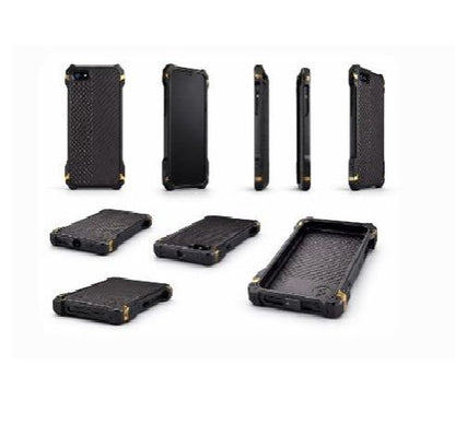 Luxury Aluminum Metal Bumper Phone Case – Shockproof Rugged Armor Element Style Cover with Anti-Slip Back & Camera Protection