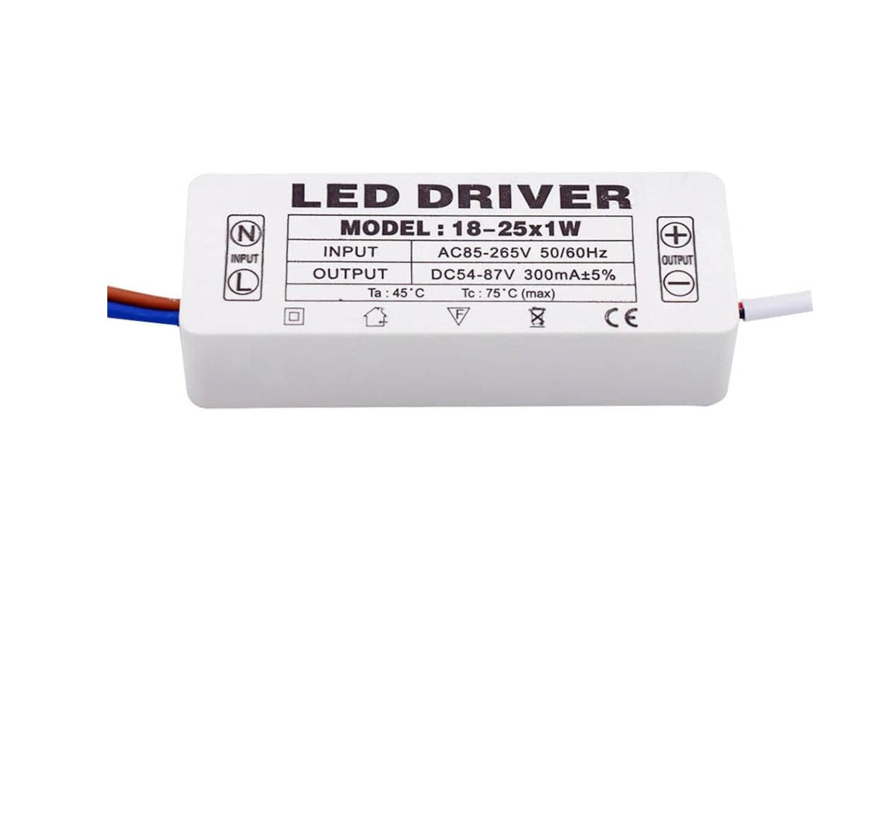 Lighting Driver LED Power Driver ABS 18-25x1W Constant Current 300mA LED Driver Transformer AC 85-265V to 54-87V DC