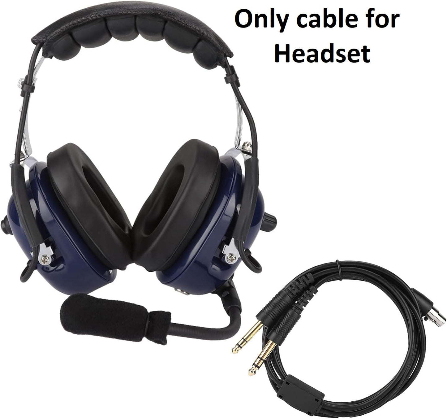 Replacement Cable for Aviation Headset – Dual Plug GA Aircraft Audio Cord (No Headset)