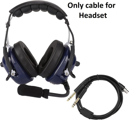 Replacement Cable for Aviation Headset – Dual Plug GA Aircraft Audio Cord (No Headset)