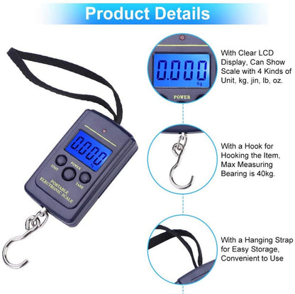 Mini Digital Hanging Scale 40kg/10g – Portable Electronic Hook Scale for Fishing, Luggage & Travel