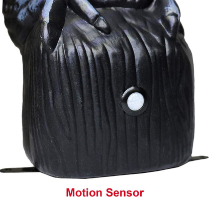 16" Solar Motion Sensor Hooting Owl Decoy – Solar Powered Bird Deterrent with Sound & Red LED Eyes, Motion Activated Fake Owl for Garden Pest Control