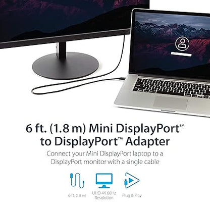 Branded 2 Meter Mini DisplayPort to DisplayPort Cable 2DP Black – High Speed 4K Video & Audio Cable for Monitor Laptop Durable DP Cable
