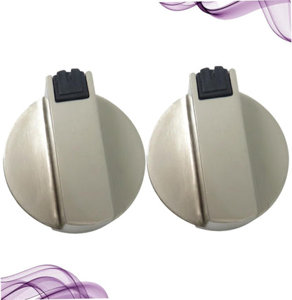 2 Pcs Universal Gas Stove Cooker Knobs – Zinc Alloy 6mm Oven Control Knobs, Silver Rotary Switch Replacement with Adapter for Gas Stove & Oven