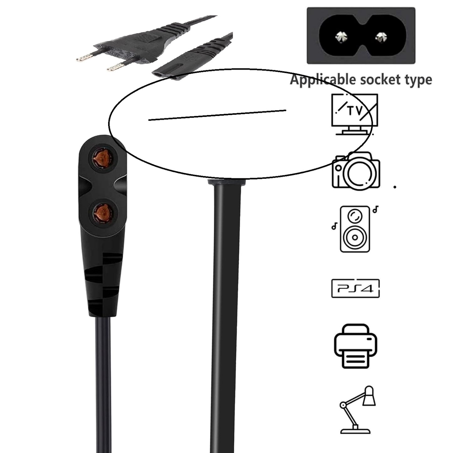 2-Pin L-Shape Universal AC Power Cord is a high-quality