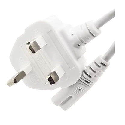 2 Pin Mains Cable IEC C7 UK Plug – 3 Meter White Power Cable for TV, Printer, Laptop Charger, PS4, PS5 & Xbox