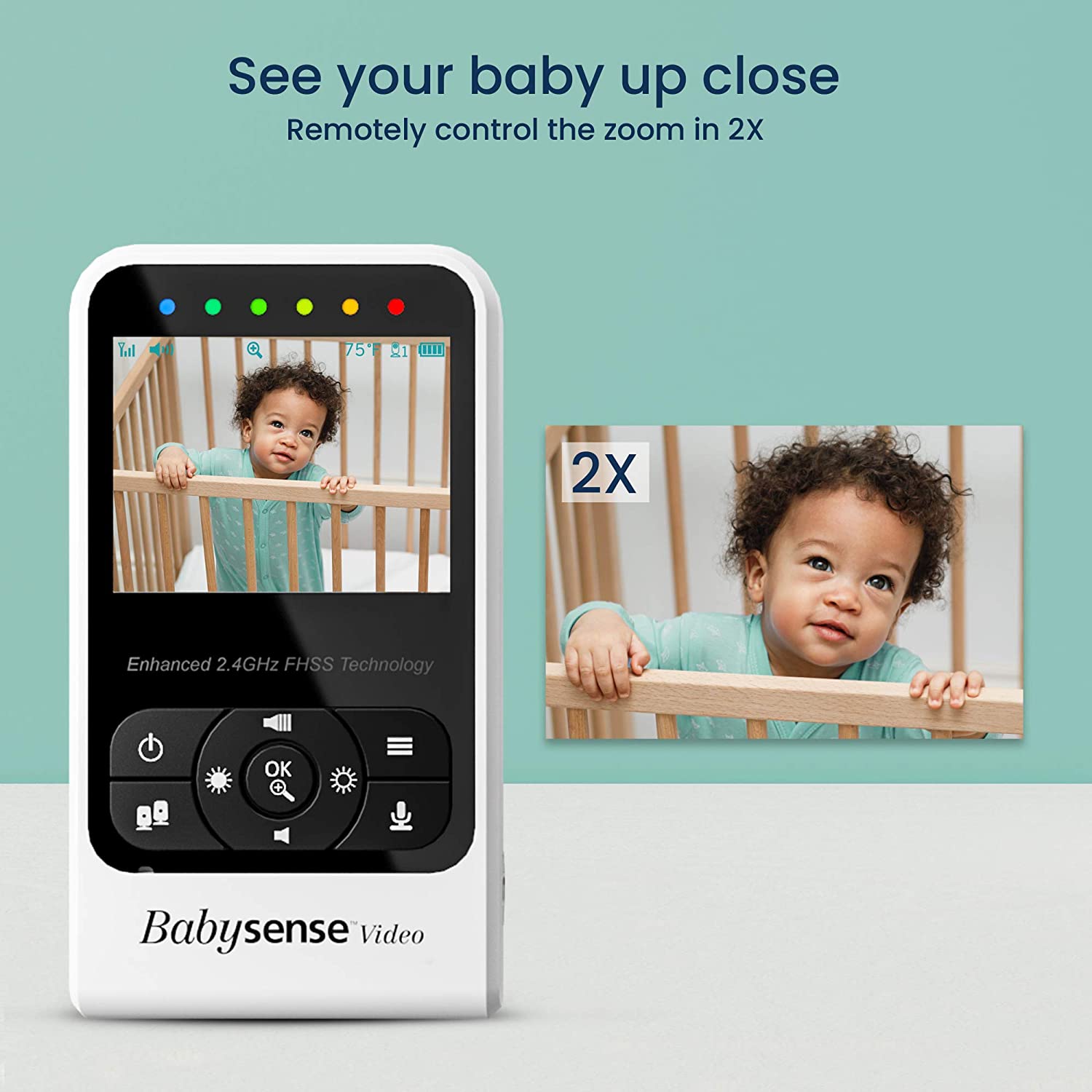 Babysense Video Baby Monitor with Camera and Audio, 2.4" Display, Supplied with Two Cameras, Long Range, Room Temperature, Night Vision, Two Way Talk Back, Lullabies and White Noise, Model V24R_2