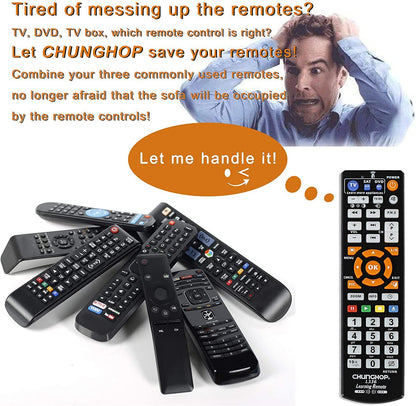 CHUNGHOP L336 Universal Learning Remote Control – Smart IR Learning Controller for TV, CBL, DVD, SAT, VCD, CD & Hi-Fi Systems