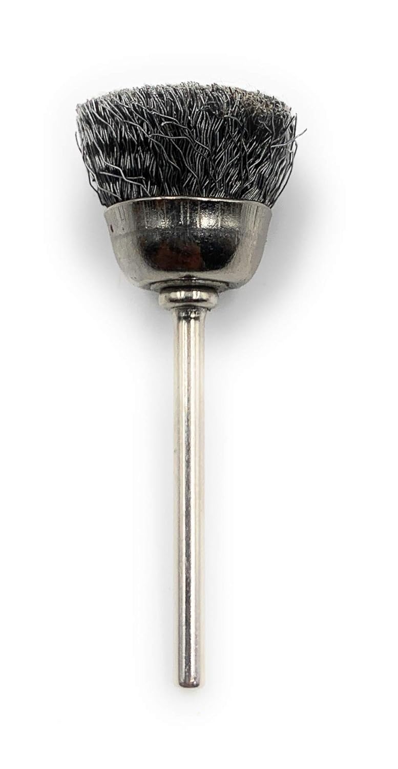 Wire Cup End Brush 1PC for Dremel Rotary Tool – Stainless Steel Polishing Brush for Rust Removal, Satin Finish, Jewellery Cleaning, Watchmaking & Model Making