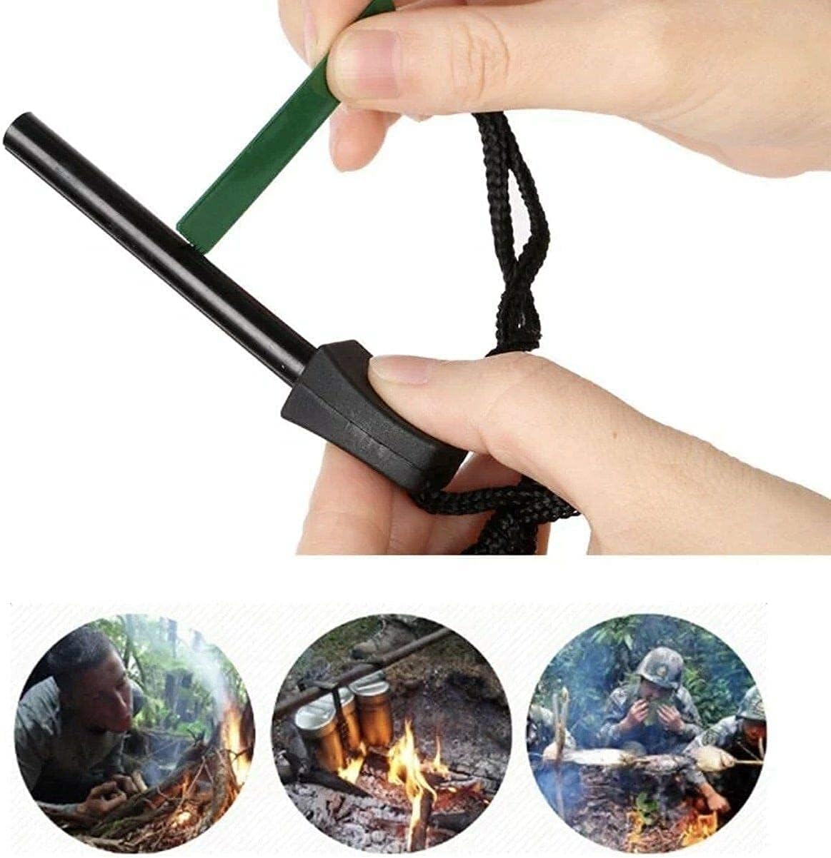 Emergency Fire Starter Magnesium Flint Stick with Striker & Lanyard | Waterproof Survival Fire Starter for Camping, Hiking & Outdoor Gear