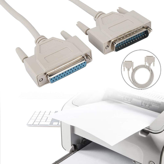 DB25 Male to Female Serial Extension Cable – 25 Pin Printer Copier Data Cable, High Speed DB25 M/F Extension Lead