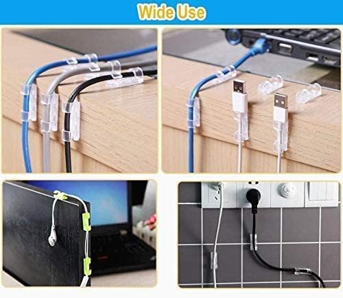 20PCS Transparent Self-Adhesive Cable Clips – Wall Mounted Cord Organizer Holder, Wire Management Clips for USB, Charger, TV, Office & Home
