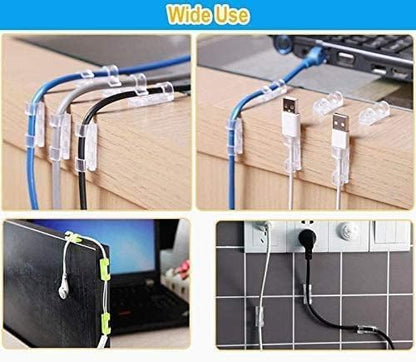 20PCS Transparent Self-Adhesive Cable Clips – Wall Mounted Cord Organizer Holder, Wire Management Clips for USB, Charger, TV, Office & Home
