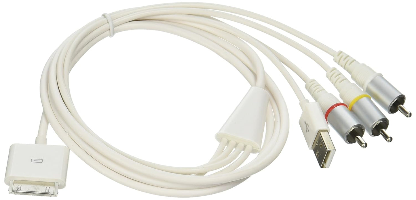 USB to RCA Composite AV Cable for Apple iPad 1/2, iPhone & iPod – TV Video Audio Output Cable (3 RCA, Yellow/Red/White)