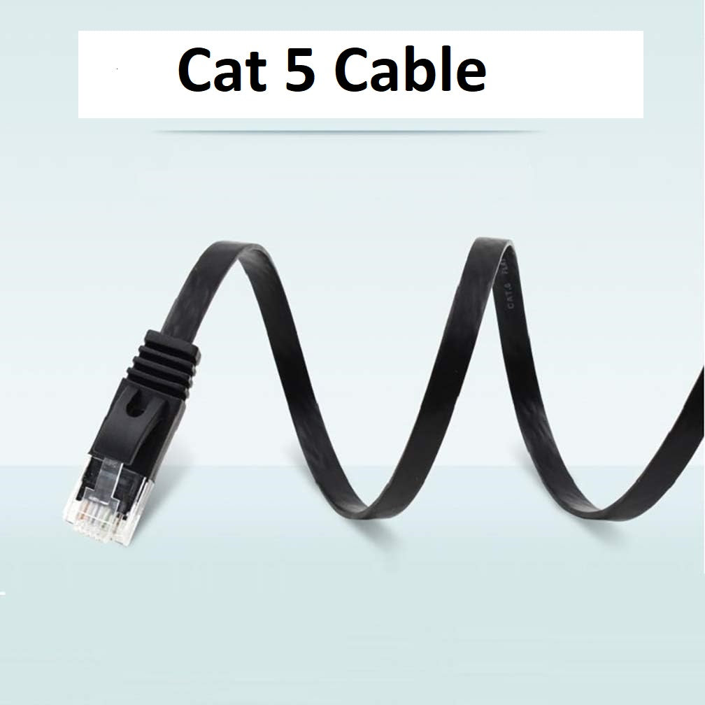 Flat Cat5 Ethernet Cable 2M – Low Profile RJ45 Gigabit LAN Patch Cable 1000Mbps Pure Copper Network Cable (Black)