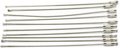 5 Pcs Stainless Steel Wire Keychain Screw Lock Cable Ring 10cm – Heavy Duty Outdoor Hiking Key Ring
