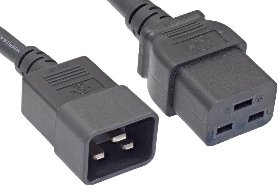 2 Meter IEC C19 to C20 Heavy Duty Power Extension Cable 16A 250V | 14AWG Heavy Gauge Extension Cord | Server, UPS & PDU Power Cord