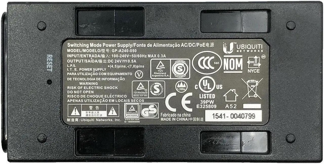 Genuine Ubiquiti POE-24-12W GP-A240-050 Power Supply  24V 0.5A | 12W | OEM Switching Mode Adapter | With PC (Power Cable)