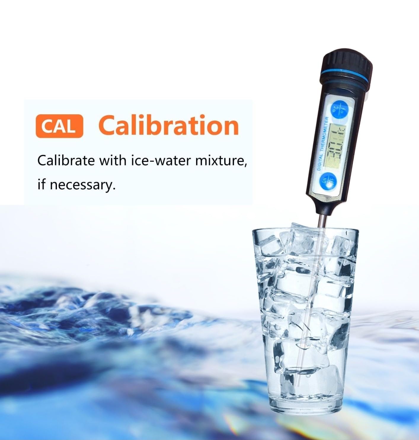 Digital Food Thermometer with Large LCD Display, Waterproof, for Cooking, BBQ, Kitchen , Liquid, Candle