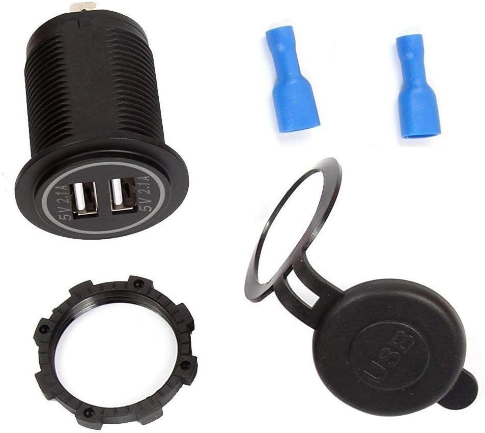 Dual USB 4.2A Charger Socket 12V/24V Waterproof Power Outlet for Car Boat Marine Motorcycle