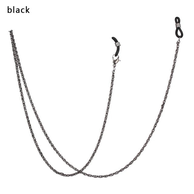 Chain Holder for Glasses Reading Glasses Neck Chain Spectacles Sunglasses Holder Generic Unisex Metal Neck Cord, Glass Strap Sunglass Retainer Strap Glasses Cord Lanyard Rope Anti-Slip Glasses String Metal Eyeglass Strap(Black, 76cm/29inch)