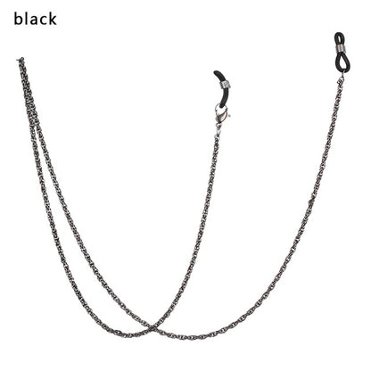 Chain Holder for Glasses Reading Glasses Neck Chain Spectacles Sunglasses Holder Generic Unisex Metal Neck Cord, Glass Strap Sunglass Retainer Strap Glasses Cord Lanyard Rope Anti-Slip Glasses String Metal Eyeglass Strap(Black, 76cm/29inch)