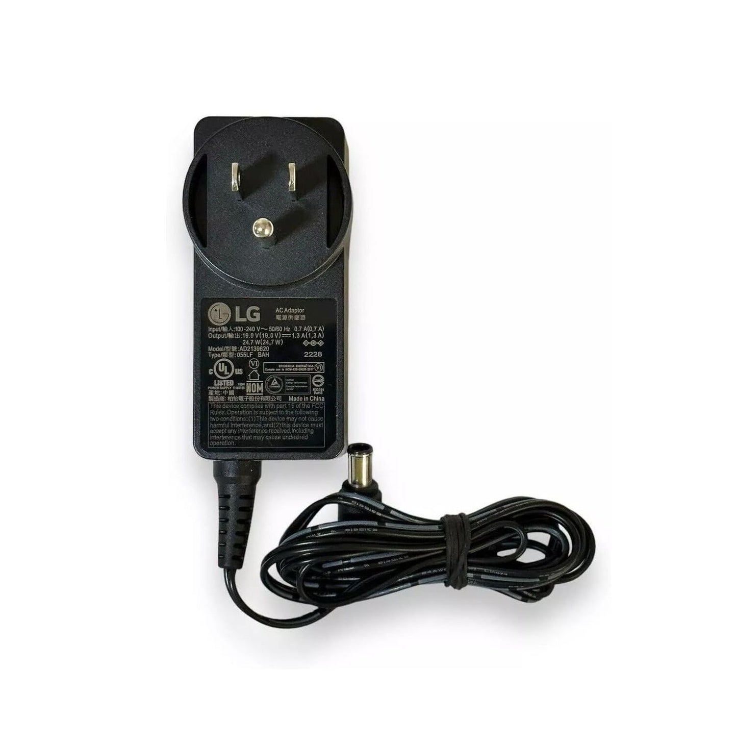 19V 1.3A AC/DC Power Adapter  Standard DC Barrel Plug for LG LED LCD Monitor & TV – Universal Replacement Charger ADS-40FSG-19 | EAY62790007 | 19V Power Supply Adapter