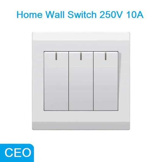 3Gang 1way switch 250V 10A wall switch for household power supply Push Button Home Wall Switch