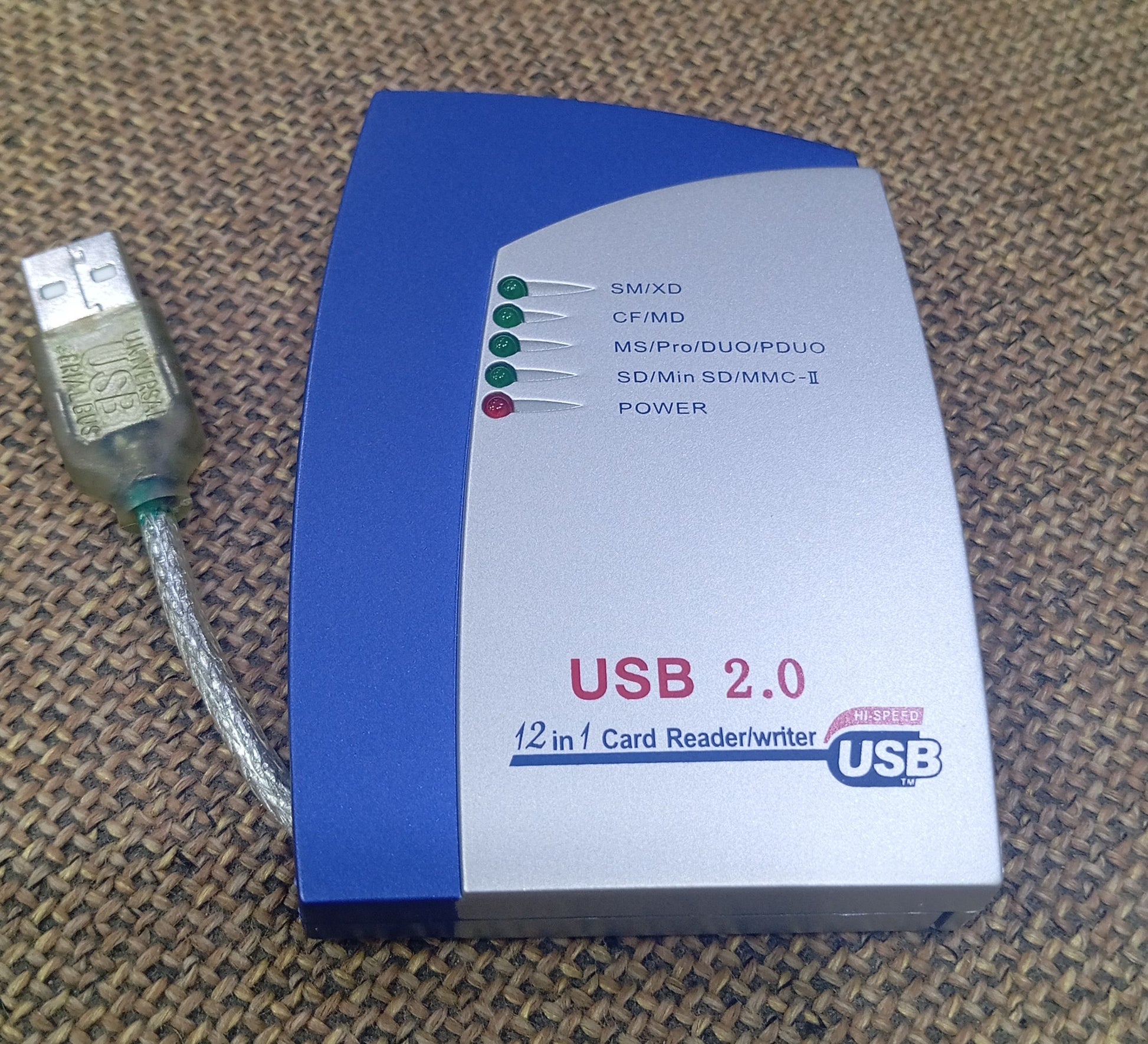 Univesal External 12-in-1 USB 2.0 Flash Memory Card Reader / Writer XD , MD , CF , MINI SD , IBM MICRODRIVE , SD  MS  MSPRO MSDUO PDUO SM MMC RSMMC pnp