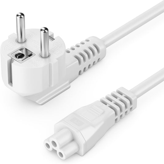 5A 250V  2-Pin Cloverleaf (IEC C5) Power Cable – Replacement AC Wall Cord for Laptop Charger, Printer & Power Brick
