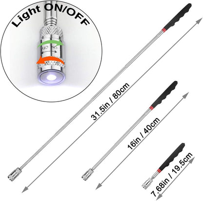 Telescoping Magnetic pickup tool with light,magnet duty flexible led set for seniors extra outdoor