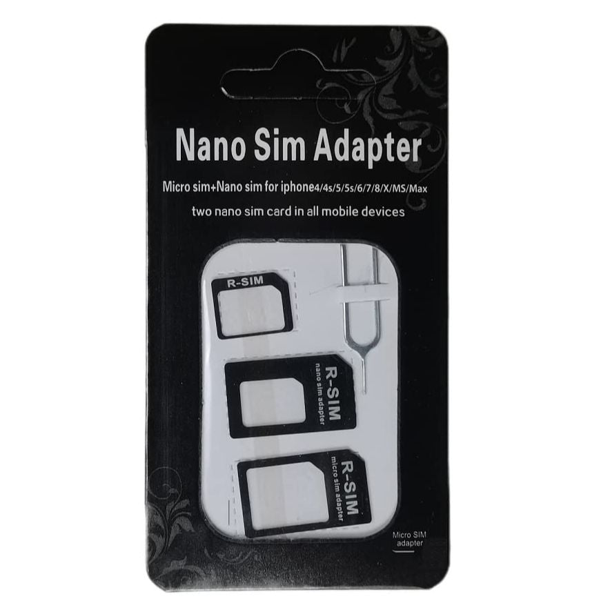 Pack 1 Nano ject Card Adapter, Converter Kit Nano to Micro SM/Standard with Tray Eject Pin for iPhone,Android Smartphones and Mifi Hotspot Devices