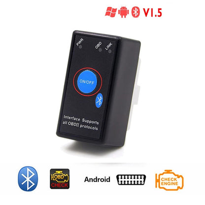 Bluetooth OBD2 Car Scanner Fault Code Reader & Eraser with ON/OFF Switch | V1.5 / V2.1 OBD2 Engine Diagnostic Tool | Check Engine Light Scanner for OBD II Vehicles