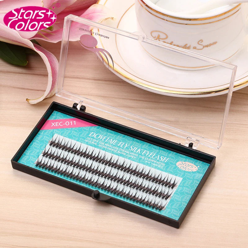 Natural Fan Eyelashes High Quality Fish Tail Silk False Eye Lashes C Curl 10mm Dovetail Fly Eyelash Extension Makeup
