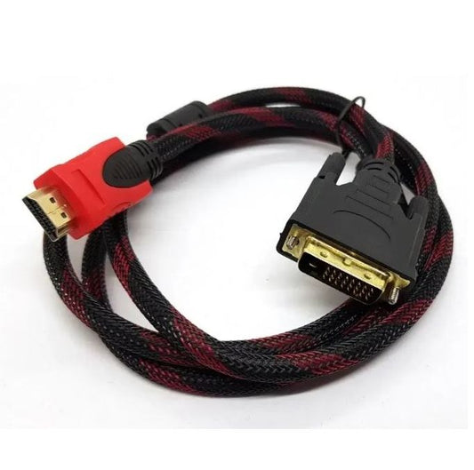 Branded HDMI to DVI Cable 2M (24+1 Pin) – Full HD 1080p Gold Plated Connector | Premium Quality Video Converter Cable