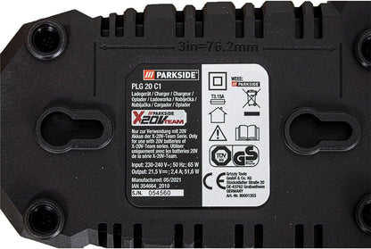 Parkside PLG20C1 20V Battery Charger – Original Fast Charger for Parkside X20V Team Batteries (Black)