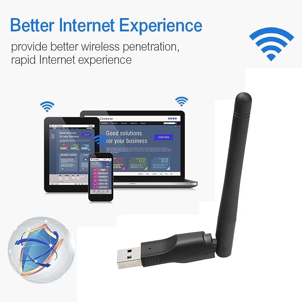 150Mbps Wireless USB WiFi Adapter | Mini Network Card LAN Wi-Fi Receiver Dongle with Antenna | 802.11 b/g/n | Driver-Free | For Laptop, PC, Windows &amp; Android
