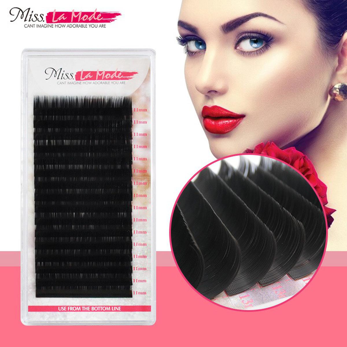 Misslamode All Size Mink Eyelashes 11mm Individual Eyelashes 16rows Russian Volume Eyelashes Extension Curl: D  Thickness: 0.10  Length:11mm  Color: Black  16 Row