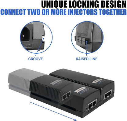 Gigabit 52V 30W PoE+ Injector IEEE 802.3at – Single Port Power over Ethernet Adapter for IP Cameras, Access Points & VoIP