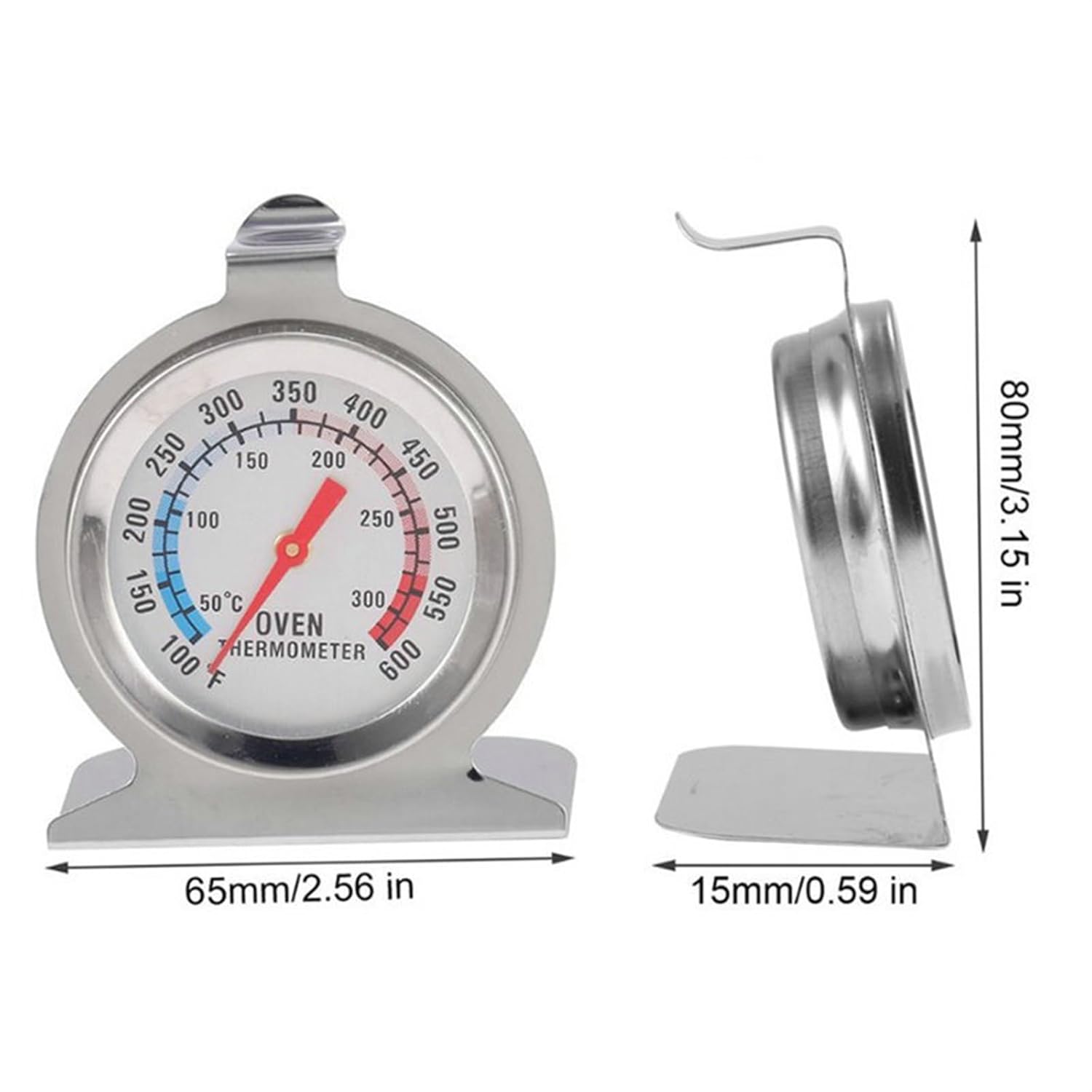 Universal Baking & Meat Temperature Thermometer – Stainless Steel Oven Thermometer Gauge for BBQ, Microwave, Cooker & Kitchen Use